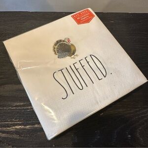 Rae Dunn White 'Stuffed' Turkey Napkins